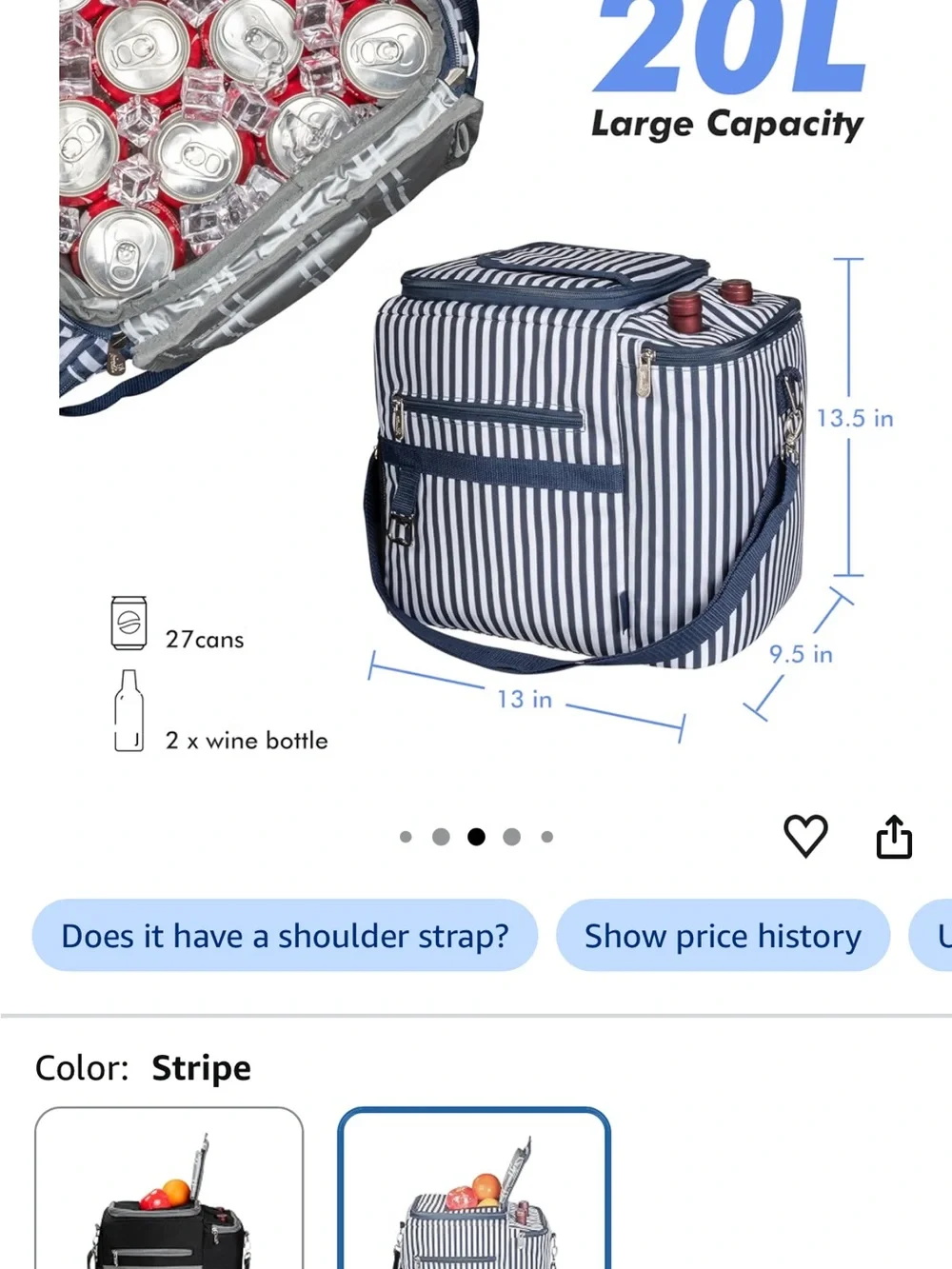 Striped Cooler Lunch Bag for Men - Navy and White